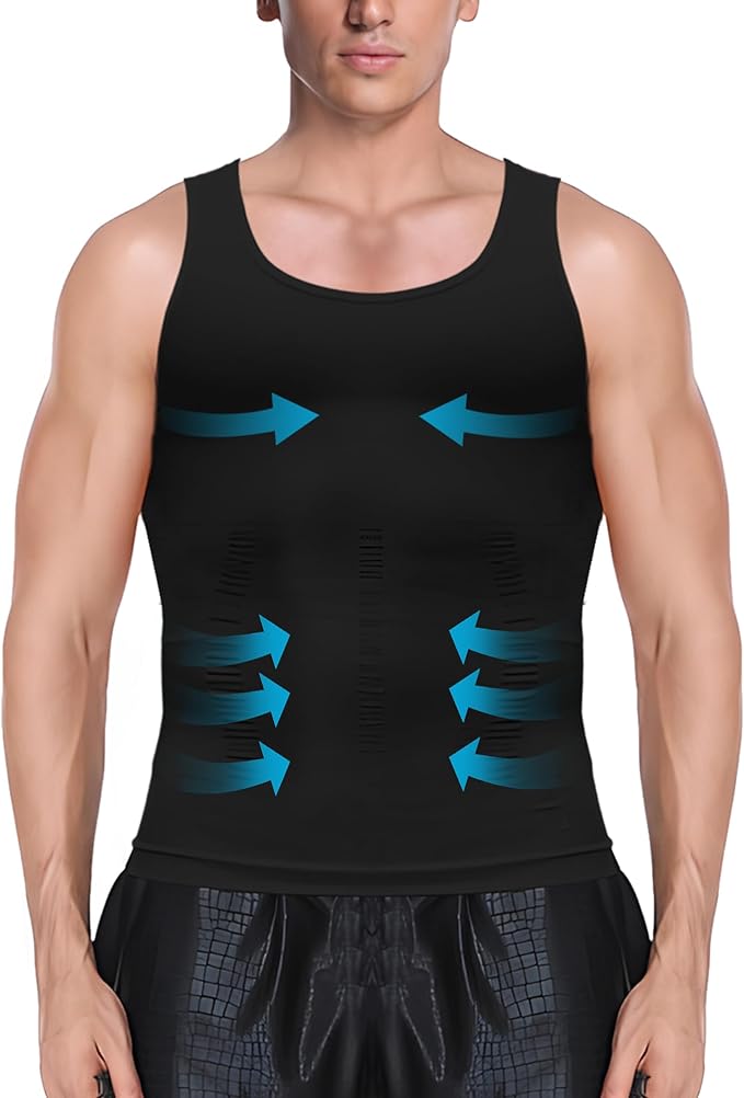 MEETYOO 1/2/3 Pack Men's Shaper Slimming Tank Top Athletic Compression Shirt with Sleeveless Undershirts for Men
