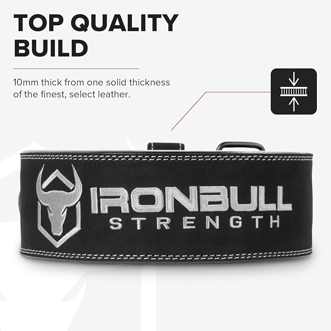 Powerlifting Belt - IPF Approved – Weight Lifting Belt 10mm - Prong Weightlifting Belt for Squats, Deadlift, and Bench Press – Lifting Belt Leather 4in for Men and Women – Back Brace for Gym, Workout, Strength Training, Strongmen & Power Lift