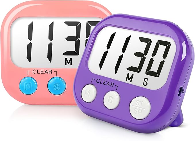 Classroom Timers for Teachers Kids Large Magnetic Digital Timer Teacher Supplies 2 Pack-Pink Purple