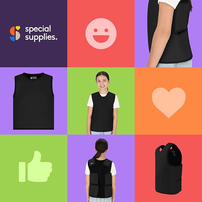Special Supplies Sensory Compression Vest Deep Pressure Comfort for Autism, Hyperactivity, Mood Processing Disorders, Breathable, Form-Fitting, Kids and Adults (Medium (Pack of 1), Black)