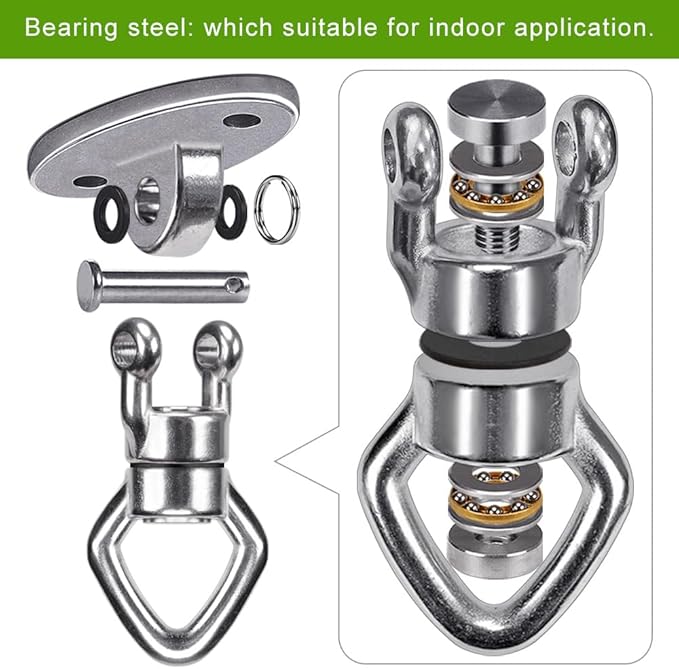 BeneLabel 2Pack Swing Hanger with Bearing Swivel 800LB Capacity Stainless Steel Aerial Silks Ceiling Mount Bracket Hammock Hardware for Swings, Hanging Chair, Aerial Hoop, Heavy Bag, Yoga Swing