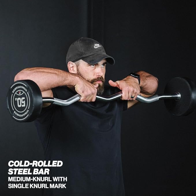 Rubber Curl Fixed Barbells, Pre-Loaded Weight Bar for Strength Training & Weightlifting