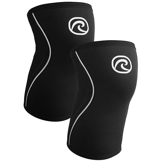 Rehband Knee Sleeve 3mm Neoprene, Lightweight Knee Brace for Endurance and Ball Sports, Unisex Compression Starter Knee-Sleeves, Breathable Running Knee Support, Colour:Black - 1 Pair, Size:Small