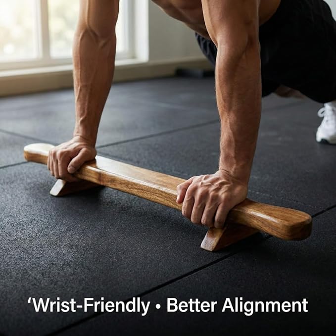 KD Willmax Shena Push Up Bar and Meel Indian Club | Wooden Strength Training Equipment