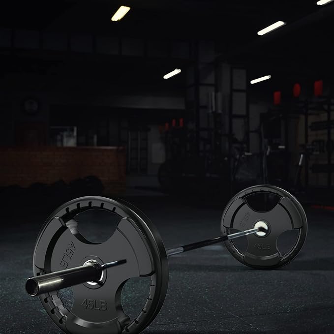 RitFit Weight Plates for Barbell, 2-Inch Olympic Rubber Grip Plates for Weightlifting and Strength Training in Home & Gym, Single, Pair and Sets