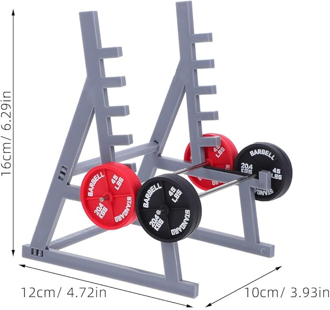 Garneck Creative Squat Rack Pen Holder: Funny Mini Barbell Pencil Holder with Weights - Office Desk Accessories for Men - Cool Gym Dumbbell Fitness Model for Dollhouse Decorations