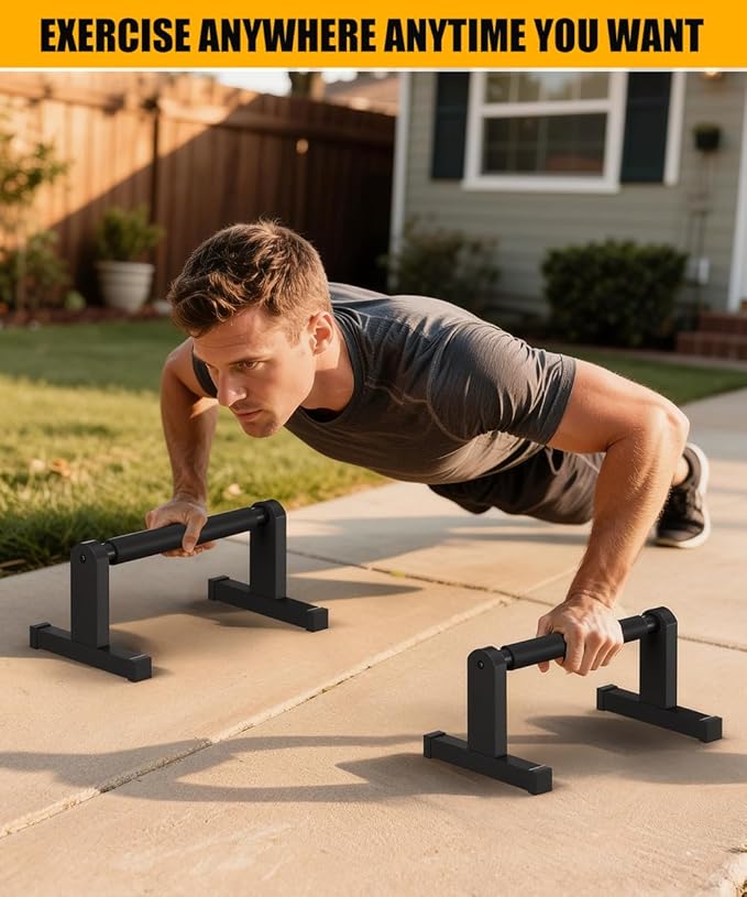 Push Up Bars, Heavey Duty Parallettes Dip Bar with Non-slip Grips for Calisthenics Planche L Sit Handstand Fitness Floor Workout, Pushup Station Handles Stand for Gym Strength Training