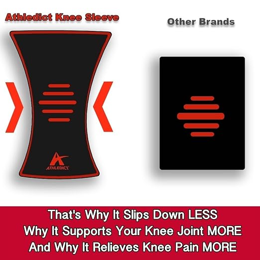ATHLEDICT Knee Brace Compression Sleeve with Strap for Best Support & Pain Relief for Meniscus Tear, Arthritis, Running, Basketball, MCL, Jogging, Post Surgery Recovery for Men & Women, L