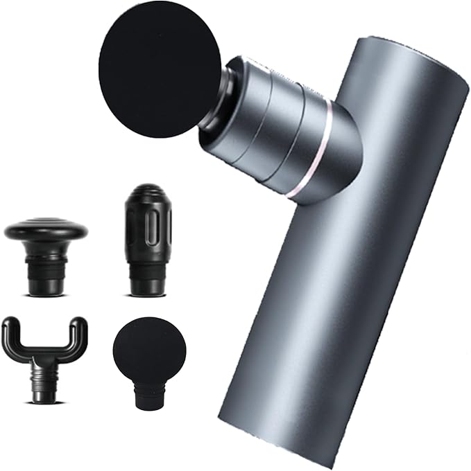 Mini Massage Gun for Pain Relief, Deep Tissue Percussion Muscle Massager with 4 Attachments, Rechargeable & Portable, Electric Handheld Massager Gun for Back, Neck, Sore Muscles, for Home Office