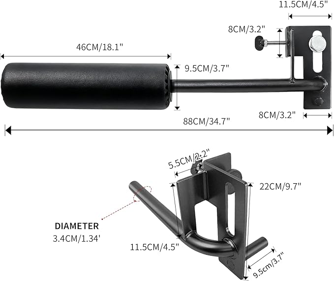 AHTAPFON Nordic Leg Roller for Rack Mounted,Bulgarian Split Squat Accessories,Nordic Hamstring Curl Attachment,Home Gym Equipment for uprights ranging from 2" to 4" wide