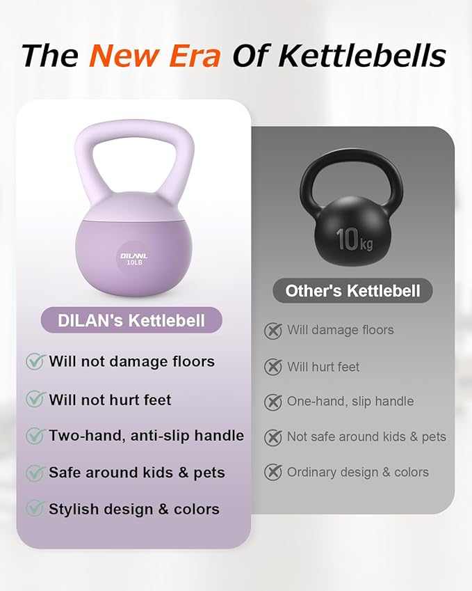 Soft Kettlebell, Safe Strength Training Kettle bell, Cushioned Impact-Resistant Base and Anti-Slip Grip Weight, Kettlebells Set for Home Workouts and Men/Women/Beginners,With Non-slip Gloves