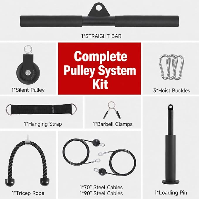 FitBeast Pulley System Gym, Cable Weight Pulley System for Gym LAT Pulldown, Biceps Curl Workout, Ideal Home Gym Equipment for Forearm, Shoulder, Strength Training