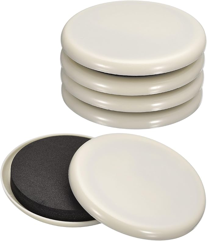 uxcell Furniture Sliders, 8Pcs 3.5" - Plastic Reusable Round Sliding Pads, Chair Glides for Carpeted Tile Vinyl Hardwood Floors (Grey)