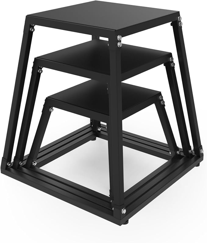 Plyometric Jump Box, Steel Plyo Platform and Jumping Box, Anti-Slip Exercise Step Up Box for Home Gym Training