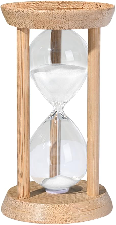 Mini Sand Timer 1 Minute, Hourglass 1 Min,Wood Sandglass,Bamboo Sand Clock- Decorative Timer for Classroom,Baking,Game,Desk Decor & Gift,White