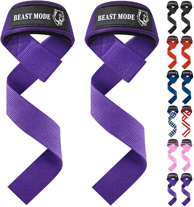 TECEUM Lifting Straps for Weightlifting Gym Strength Training - Wrist Straps with Neoprene Padded Cotton - Men & Women – Ideal for Powerlifting, Bodybuilding & Deadlifts