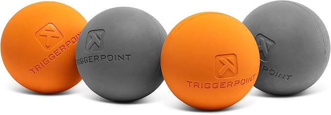 Foundation Massage Balls - Medium-Density Myofascial Release Tool, Durable Vulcanized Rubber, Portable, Ideal for Muscle Recovery & Flexibility, Multi-Pack Options Available, Grey/Orange, 4 Pack
