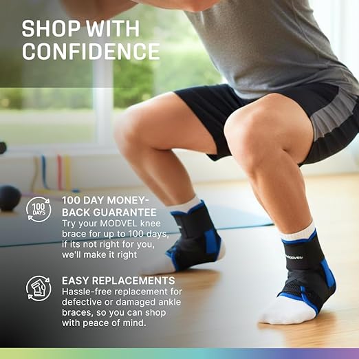 MODVEL Slim Lace Up Ankle Brace, Adjustable Ankle Braces for Men, Ankle Brace for Women, Ankle Support for Women – Figure 8 Ankle Brace Strapping with Soft Pads for Sprained Joint Stability Ankle Wrap