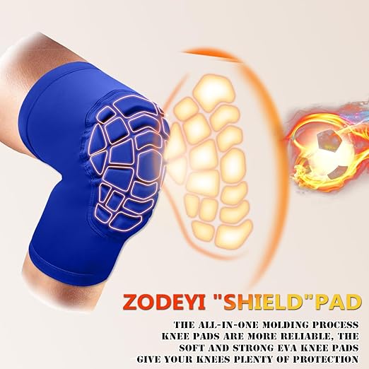 Wrestling Knee Pads Short Knee Sleeve, 2 Pcs Knee Compression Sleeve for Football, Basketball, Volleyball(Blue_L_2 Pcs)