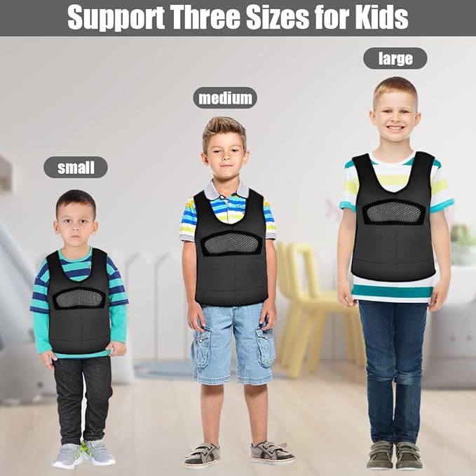 Compression Vest for Kids (Extra Small, Ages 1 to 3) Weighted Vest for Kids Including 6 Removable Weights Black