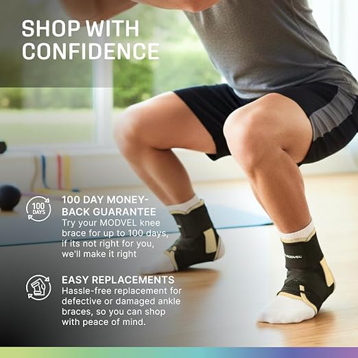 MODVEL Slim Lace Up Ankle Brace, Adjustable Ankle Braces for Men, Ankle Brace for Women, Ankle Support for Women – Figure 8 Ankle Brace Strapping with Soft Pads for Sprained Joint Stability Ankle Wrap