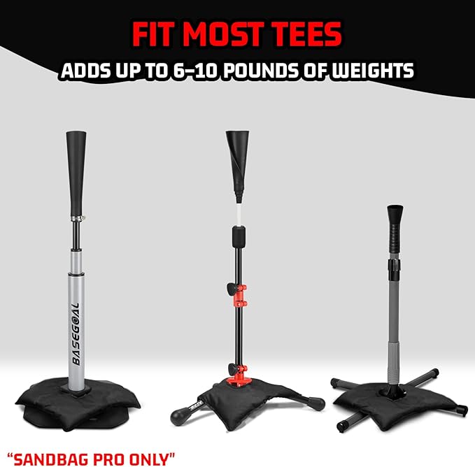 BaseGoal Baseball Tee Sandbag, Weighted Anchors for Batting Tee, All Sport Sandbag, Universal Softball Tee Sandbag for Hitting Drills and Added Stability