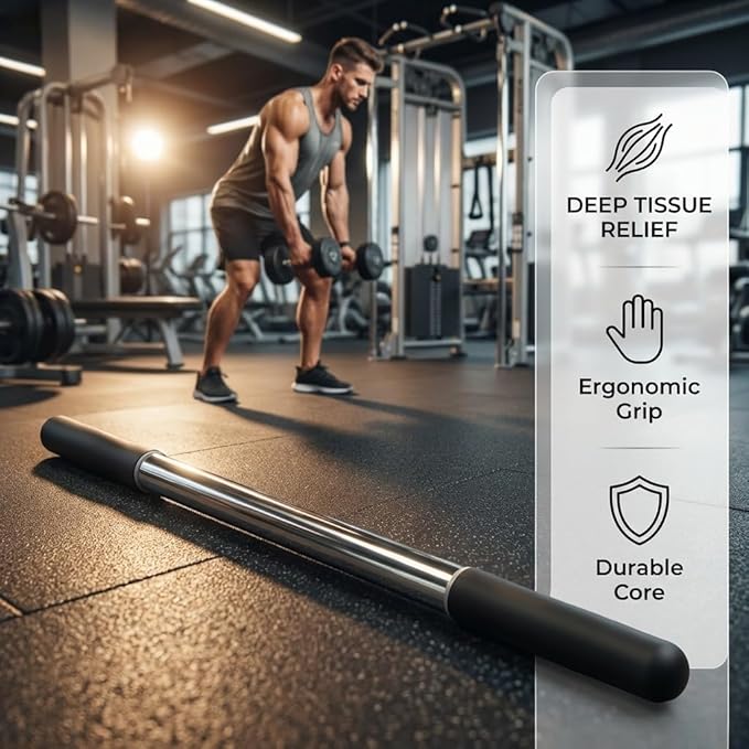 Muscle Roller Stick for Deep Tissue Massage & Myofascial Release | Cold Therapy Roller for Back, Legs, Arms, Shoulders | Massage Roller Stick (Black)