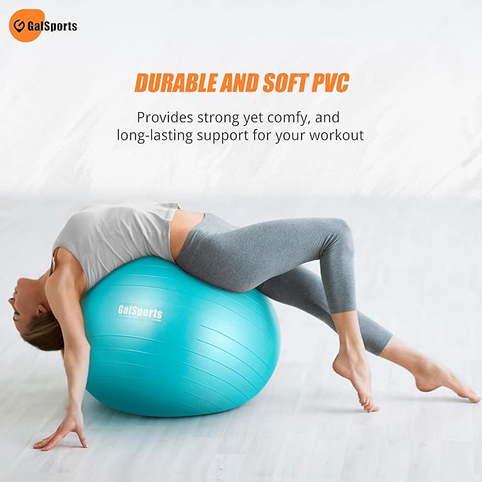 GalSports Stability Ball for Core Training & Physical Therapy – Anti-Burst, Slip-Resistant Yoga Ball for Home Gym, Pilates, Balance & Posture Improvemen