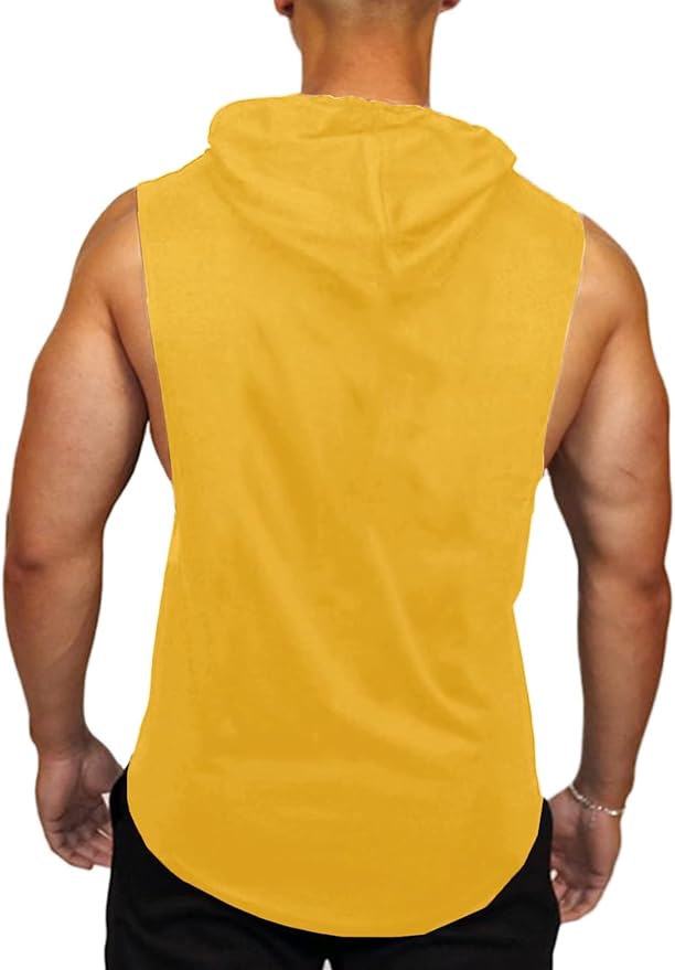 Babioboa Men's Workout Hooded Tank Tops Sports Training Sleeveless Gym Hoodies Bodybuilding Cut Off Muscle Shirts