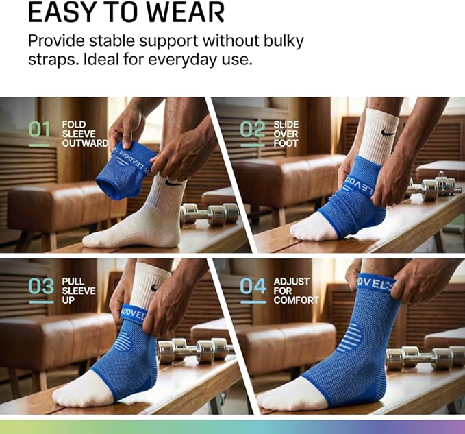 Modvel Ankle Brace for Women & Men - Compression Ankle Sleeve & Foot Brace, Right Left Ankle Support for Sprained Ankle, Achilles Tendonitis, Plantar Fasciitis Relief, Running Basketball Soccer
