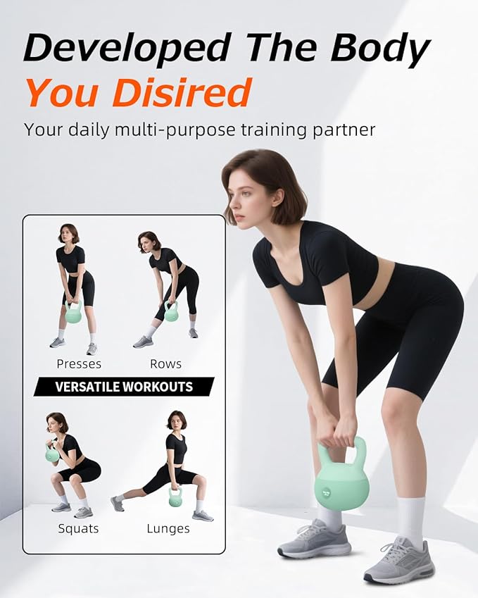 Soft Kettlebell, Safe Strength Training Kettle bell, Cushioned Impact-Resistant Base and Anti-Slip Grip Weight, Kettlebells Set for Home Workouts and Men/Women/Beginners,With Non-slip Gloves