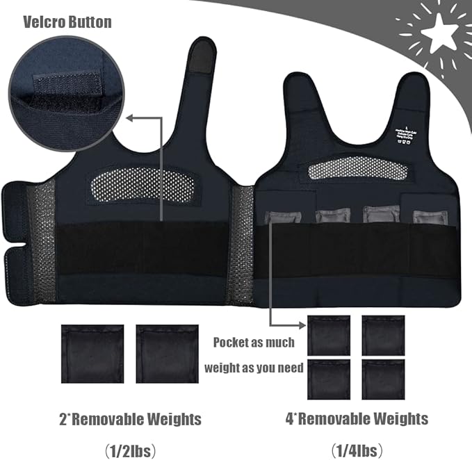 Compression Vest for Kids (Medium, Ages 5 to 9) Weighted Vest for Kids Including 6 Removable Weights Black