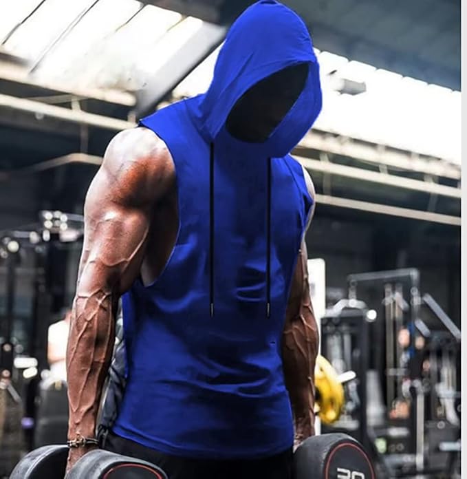 Babioboa Men's Workout Hooded Tank Tops Sports Training Sleeveless Gym Hoodies Bodybuilding Cut Off Muscle Shirts