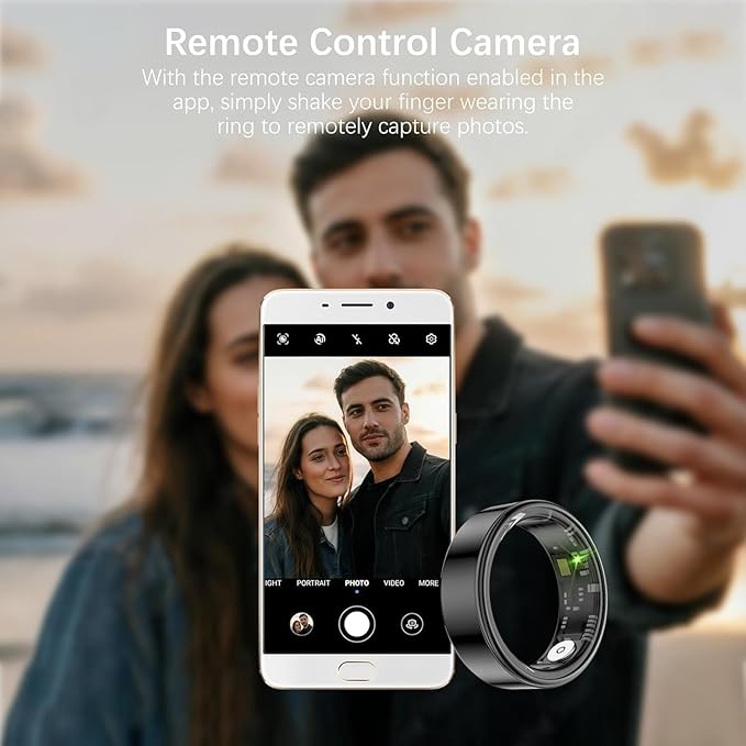 FKGZJF Smart Rings for Women Men, Fitness Ring with Heart Rate, Blood Oxygen, HRV, Stress, Sleep Tracker, Step Tracker, No Subscription Fee, lP68 Waterproof Smart Ring for iPhone & Android (Black 6#)