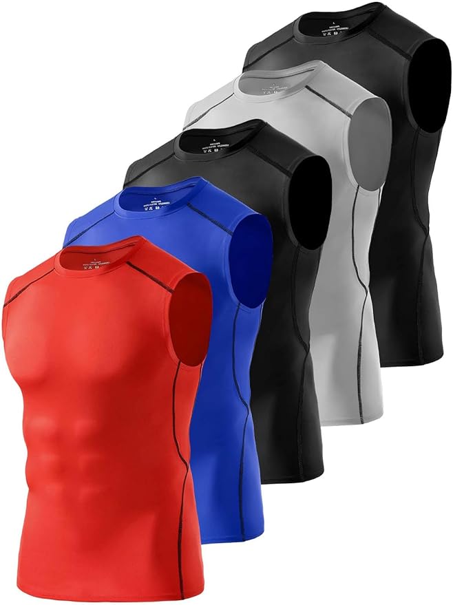 4/5/6 Pack Athletic Sleeveless Shirts for Men Workout Tank Tops Compression Tank Top Gym Muscle Shirts for Running