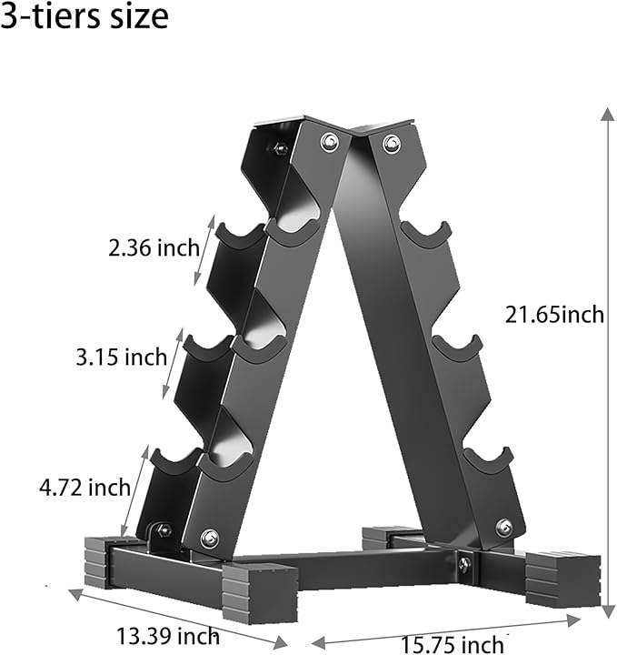 4-Tier Dumbbell Rack Stand, A-Frame Metal Weight Rack with Handle – Space-Saving Strength Training Dumbbell Storage for Home Gym