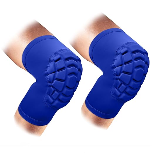 Wrestling Knee Pads Short Knee Sleeve, 2 Pcs Knee Compression Sleeve for Football, Basketball, Volleyball(Blue_XL_2 Pcs)
