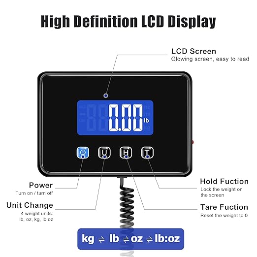 KUAIVO Shipping Scale, 660lbs Heavy Duty Digital Postal Scale for Packages, 0.35oz High Accurate Postage Scale for Small Business, Luggage, Home Use, Battery & Charging Cable Include