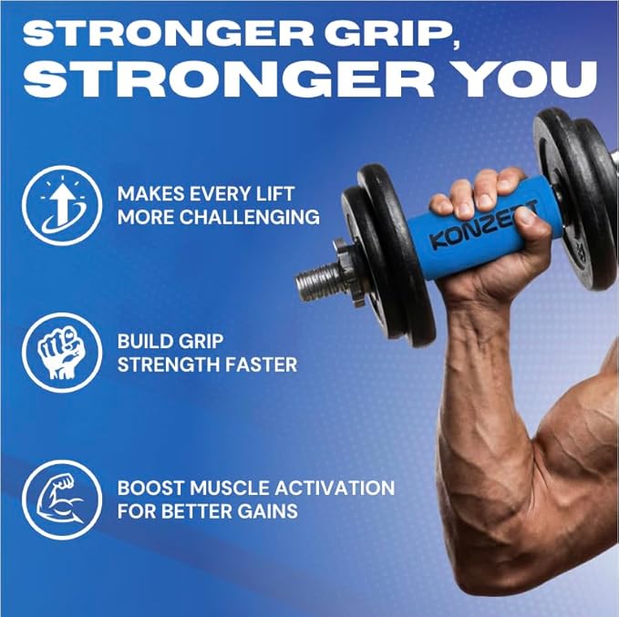 2.25 Inch Diameter Thick Grips - Increase Handle Diameter Of Dumbbell, Barbell, Pull Up Bar & Cable Handle for Arm Strength And Enhanced Muscle Activation