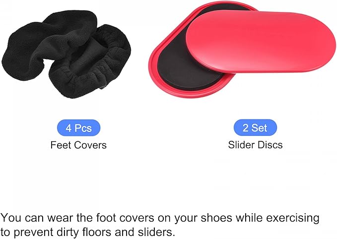uxcell Exercise Core Sliders, Oval Glider Discs with Feet Cover, Dual Sided Usage in Home Gym for Full Body Workout