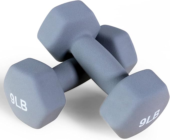 Fitvids Neoprene Dumbbell Hand Weights, Anti-Slip, Anti-roll, Hex Shape Colorful, Pair or Set with Stand