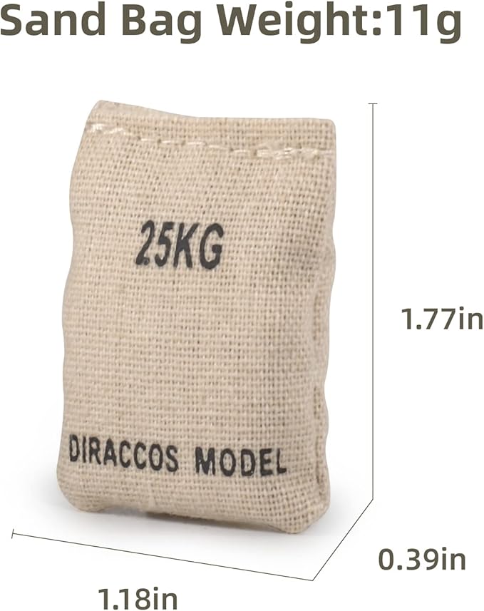 Handmade 1/16 Scale Sand Bags Set, 6pcs Sandbag Accessory for RC Tank Model Soldier Action Figure, 1:16 Military Sandbags for Trench Warfare Battle WWII WWI