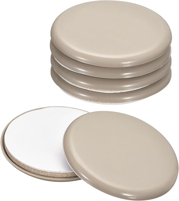 uxcell Furniture Sliders, 8Pcs 2 3/4" - Plastic Self-Adhesive Round Sliding Pads, Chair Glides for Carpeted Tile Vinyl Hardwood Floors (Grey)