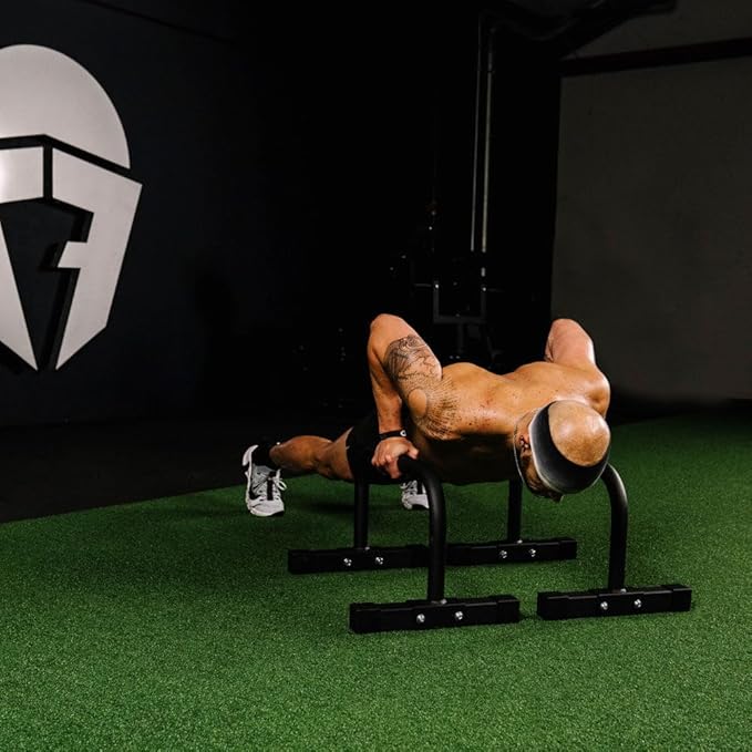 Titan Fitness Parallette Push Up Bar Set, 14in High Perfect for Home and Garage Gym Exercise Equipment, Gymnastics Floor Workout, Calisthenics, Strength Training Parallel Bars