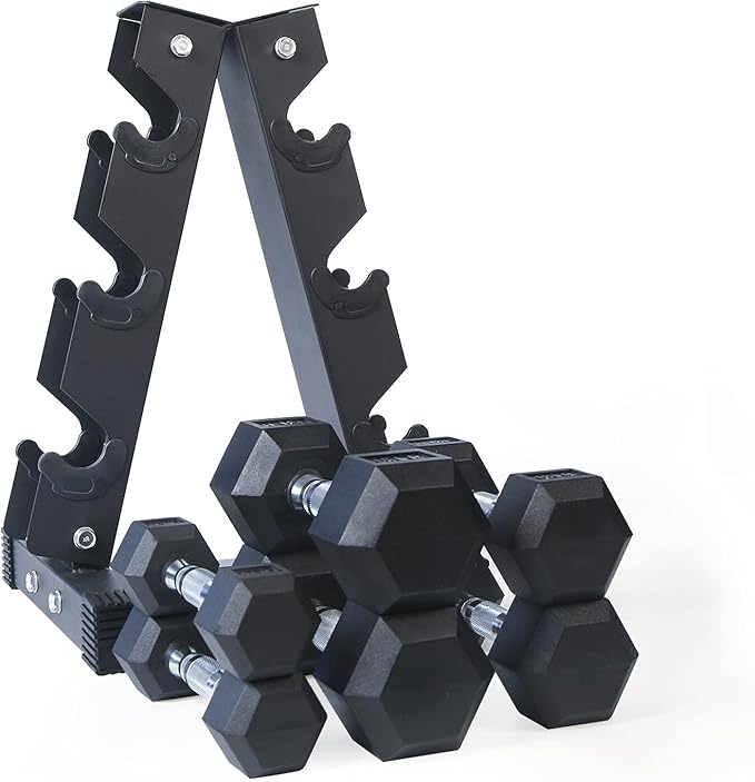 RitFit Rubber Coated Hex Dumbbell Set with Rack, 5-780LB for Home Gym Strength Training, Anti-Slip Knurled Handle, Hexagon Anti-Roll, Heavy-Duty Storage Rack