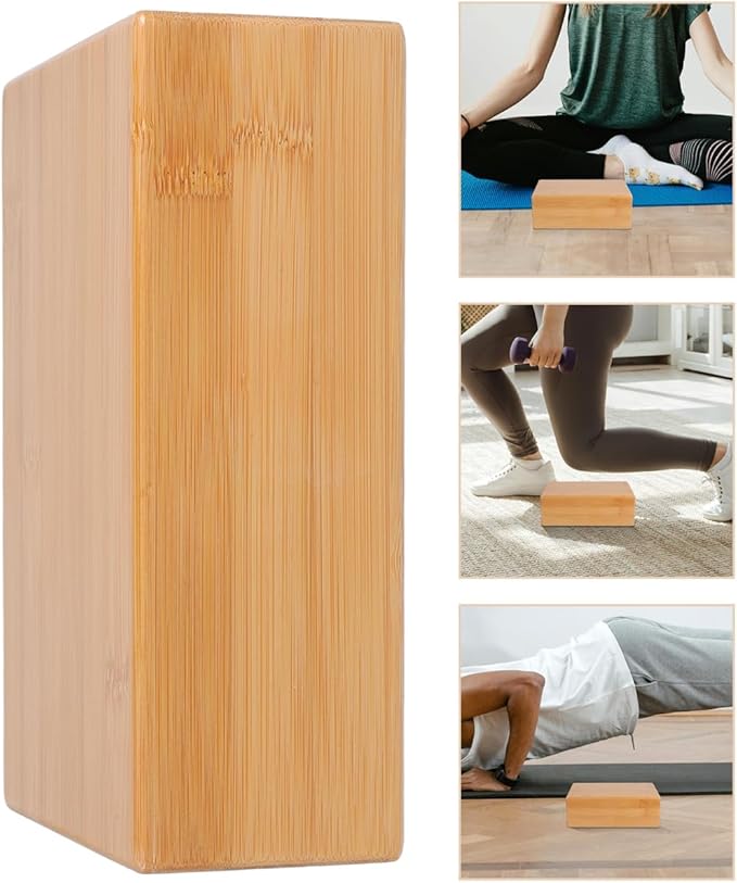 SUPVOX Natural Bamboo Block - Lightweight Yoga Brick for Stability, Stretching & Alignment - Smooth, Non-Slip Surface, Easy to Clean