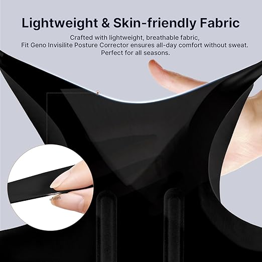 Fit Geno Posture Corrector for Women Invisilite: Invisible Lightweight Back Brace for Neck Shoulder & Upper Back Pain Relief - Improve Posture Correct Hunchback Slouching Under Clothes X-Large