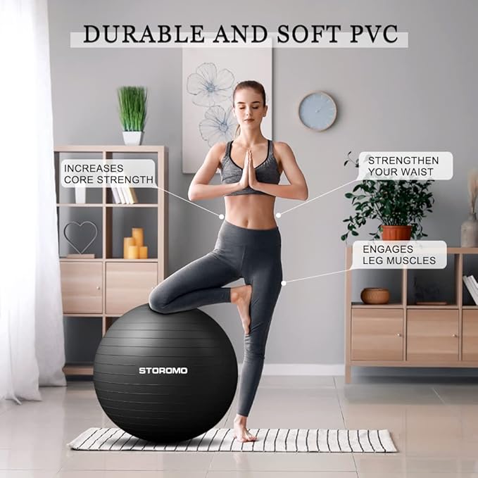 Anti-Burst Pregnancy Exercise Ball – High Weight Capacity Stability Ball for Yoga, Pilates & Labor Support, Eco-Friendly PVC Fitness Ball for Moms, Includes Pump (45cm-95cm)