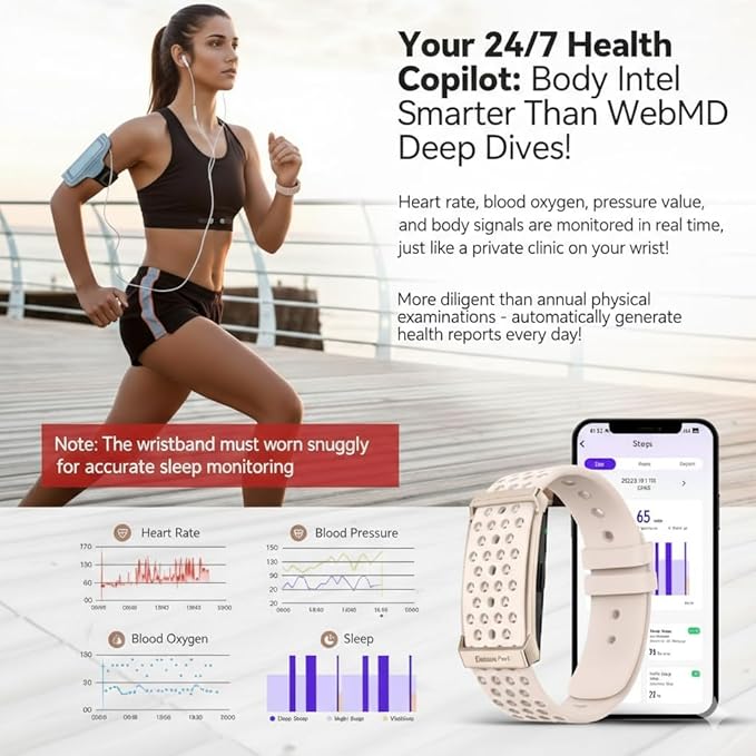 EnergyPort Smart Bracelet with Blood Oxygen/Blood Pressure Monitor, 60-Day Battery Health Fitness Tracker with 2 Bands,Lifetime Membership,Activity Tracking Heart Rate Sleep Monitor for Android iOS
