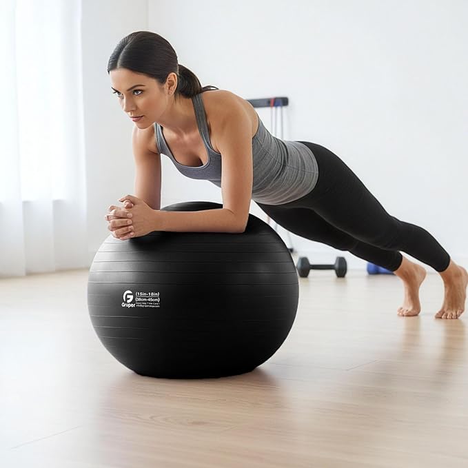 Gruper Yoga and Pilates Ball,4 Sizes 15 inch-30 inch Gym Ball for Fitness, Yoga, Workout, Pregnancy and Physical Therapy,Quick Pump Included,Great as Yoga Ball Chair for Office or Home Gym Equipment